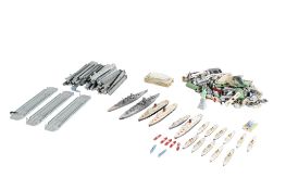 A collection of Tri-ang Minic diecast ships and accessories. Including a M.885 Floating Dock, M.