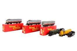 Four Tri-ang Railways 00 gauge locomotives.