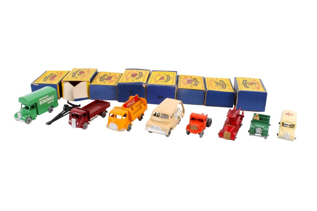 Eight Moko Lesney made Matchbox Series diecast vehicles and assorted boxes. Including a No. - Image 1 of 3