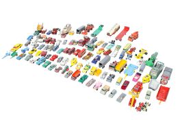 A collection of playworn Matchbox diecast vehicles.