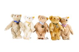 Five Steiff Danbury Mint year bears.