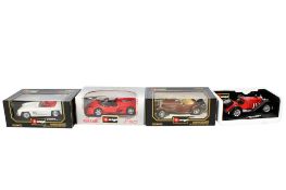 Four Burago diecast cars.