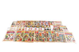 A collection of assorted vintage Marvel Super heroes comics, circa 1970s.