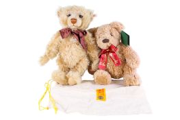 A Limited Edition Steiff 1999 teddy bear and a Harrods teddy bear. The Steiff bear No.