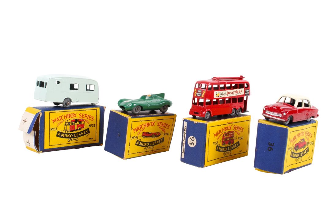 Four Moko Lesney made Matchbox Series diecast vehicles. Comprising a No.56 London Trolley Bus, No. - Image 1 of 3