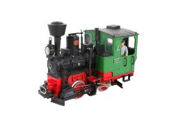 A Lehmann LGB G Gauge locomotive. No.2774, 0-4-0, having a green cab and red chassis.