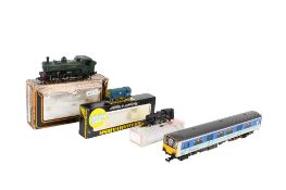 Four model locomotives.