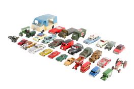 A collection of playworn diecast vehicles.