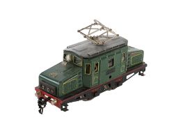 A pre-war Marklin RV 66/12920 0-4-0 0 gauge electric pantograph locomotive.