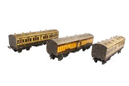 Three handbuilt late 19th/early 20th century 0 gauge Pullman carriages.