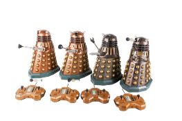 Four vintage Doctor Who radio controlled Dalek models.