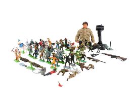 A collection of Britains figures and a Palitoy Action Man.