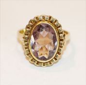 14 k Gelbgold geprüfter Ring mit Amethyst, Gr. 51, 5,8 gr.