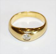 18 k Gelbgold Bandring mit Diamant, 7,3 gr., Gr. 55