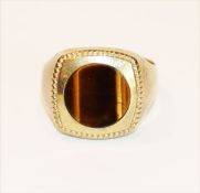 8 k Gelbgold Ring mit Tigerauge, 4,4 gr., Gr. 62