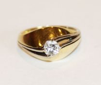 14 k Gelbgold geprüfter Diamantring, 6 gr., Gr. 51