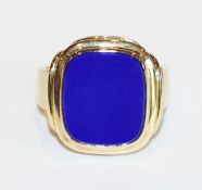 14 k Gelbgold Herrenring mit Lapislazuli, 13,7 gr., Gr. 62