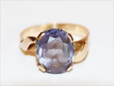 14 k Gelbgold Ring mit Amethyst ?, 3,5 gr., Gr. 55