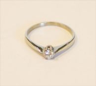 18 k Weißgold Ring mit Diamant, ca. 0,22 ct., 1,77 gr., Gr. 54