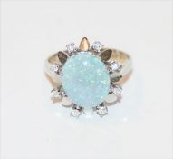 14 k Weißgold Ring mit Opaltriplette und Glassteinen, 3,5 gr., Gr. 51