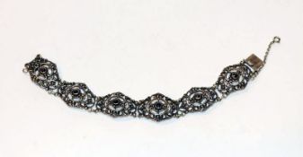 Silber Trachten-Armband mit Granaten, 25 gr., L 18 cm