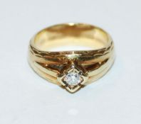 14 k Gelbgold Ring mit Diamant, 4,96 gr., Gr. 46