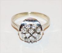 14 k Weißgold Ring mit 12 Diamanten, 4,8 gr., Gr. 60