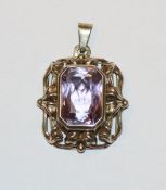 Dekorativer Silber Anhänger mit hellem Amethyst, 7,4 gr., 3,5 cm x 2,5 cm