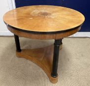 A satin birch and ebonised centre table in the Biedermeier manner,