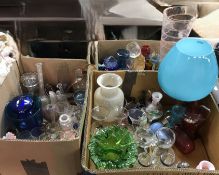 Three boxes of mainly mid 20th Century and later glassware to include etched German rummers,