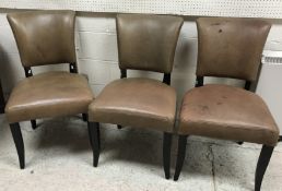 A set of three circa 2016 green leather upholstered 