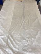 Two pairs of Dunelm velour lined curtains with eyelet headings, in plain cream / silver,