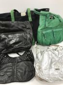 A box containing five handbags and bags including Vanessabruno,