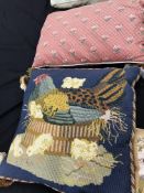 Ten cushions of varying styles to include gros and petit point examples (2 boxes)