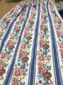 One pair of glazed cotton interlined curtains with taped pencil pleat headings,