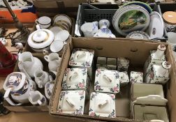 Four boxes of china to include a Spode Shima coffee pot, milk jug and twin-handled sugar basin,