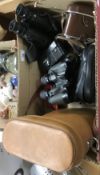 A box containing assorted binoculars to include a pair of BSA 8 x 30, Zeiss Dialyt 7 x 42,