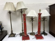 A pair of India Jane pineapple leaf type decorated table lamps with shades,