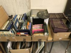 Seven boxes of assorted books on various subjects to include fossils, art, OS maps,