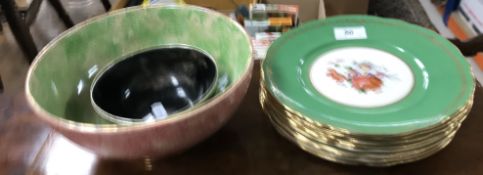 A set of nine early 20th Century Staffordshire Pottery dessert plates with floral spray decorated