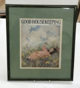 A collection of various unframed prints and watercolours including various caricatures 