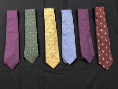 Six Purdey silk ties featuring gun dogs, pheasants,