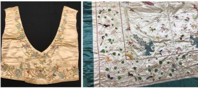 Silk waistcoat fronts decorated with folded silk ribbons,
