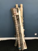 Eleven part rolls of furnishing fabric including linen weaves in browns, greys,