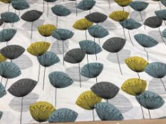 A pair of eyelet headed linen weave cotton curtains in Sanderson 