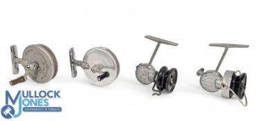 2 S E Cooke 'Longcast' Side Cast Reels with twisting foot together with Allcock Kasteasy fix spool