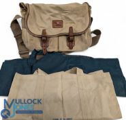 House of Hardy canvas and leather trim fishing shoulder bag, webbing shoulder strap, waterproof