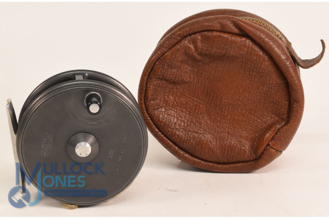 Hardy Perfect 3 1/8" left hand wind alloy trout fly reel, fine condition, good agate line guide, rim - Image 2 of 2
