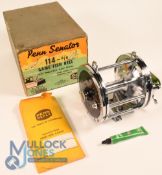 Penn Senator 6/0, model 114 Big Game fishing reel, made in USA, green torpedo handle, free spool,