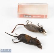 2x Vintage mouse artificial baits with a DAM baits box measures 2
